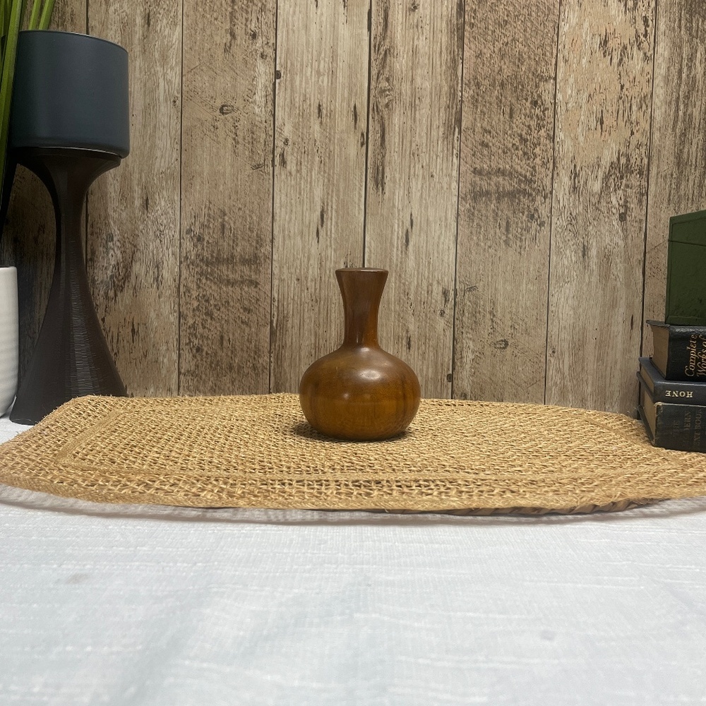 Vintage Hand Turned Wood Bud Vase Small Wooden Vase Rustic Minimalist Decor